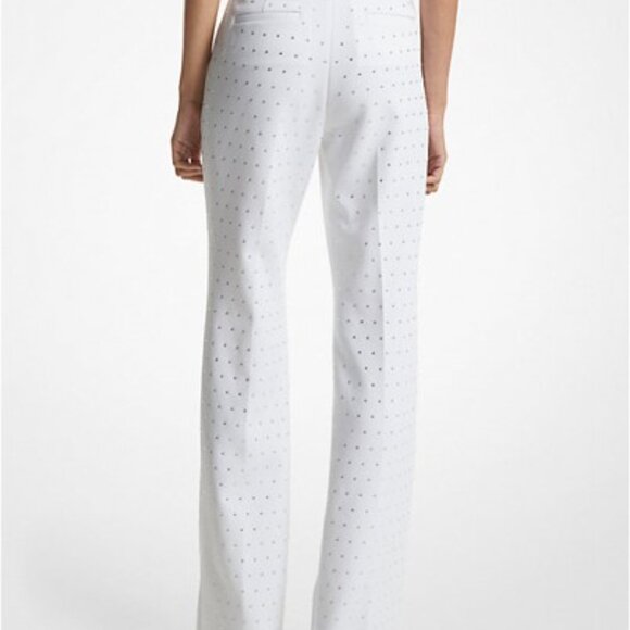 Michael Kors Crystal Embellished Stretch Crepe Bootcut Pants White size 10 - Picture 2 of 3